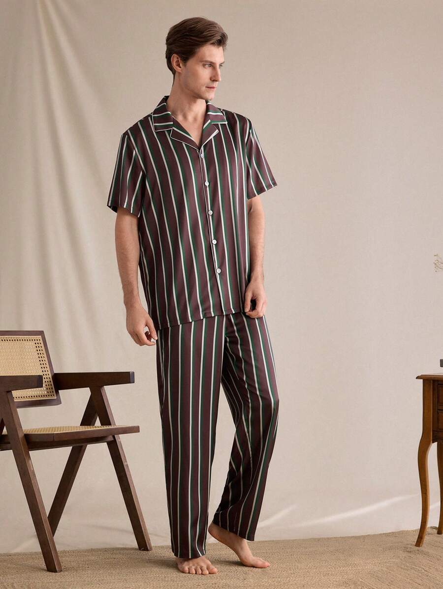 EverLounge 男士条纹短袖家居服套装 - 彩色 - 查看 1