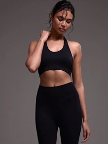 Musera Sport Áo ngực thể thao cổ yếm liền mạch, Padel, quần vợt, bóng chày, phòng tập thể dục thể hình - màu đen - Xem 1