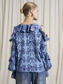 AiiRZ 波西米亚风佩斯利印花长袖荷叶边波西米亚风衬衫 - 彩色 - 查看 2