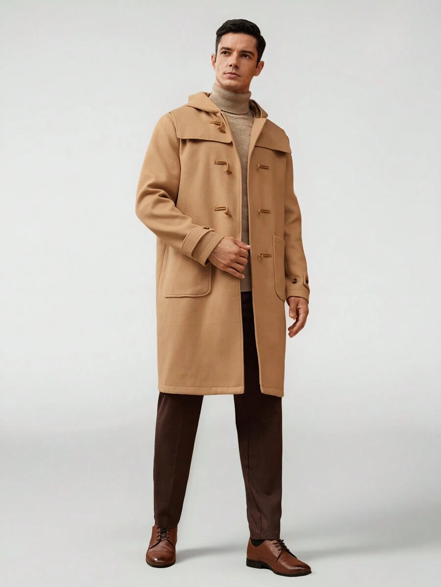 Manfinity VCAY 宽松男式双排扣连帽大衣