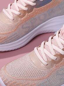 1 pereche de pantofi de alergat la modă, versatili, din țesătură, respirabili, ușoare, anti-alunecare, rezistenți la uzură, moale, confortabili, pentru sporturi ocazionale în aer liber - Multicolor - Vizualizare 3