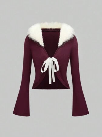 Kawaii Cardigan court patchwork mignon de Noël pour femmes