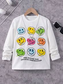 SHEIN Tween Boy Cartoon & Slogan Graphic Tee - White - View 1