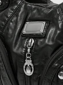 ROMWE Grunge Punk New Punk Rock Chic Ladies Shoulder Tote Bag, Darkcore Motorcycle Handbag For Women, New Fashionable Big Bags For Women , Goth