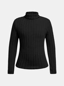 SHEIN adolecent Girl Pull col roulé en tricot doux et polyvalent de couleur unie, achetez-en 1 et obtenez-en 2, Top à manches longues