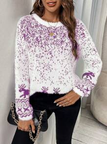 SHEIN LUNE Casual Minimalist Crew Neck Sweater, Suitable For Everyday Wear