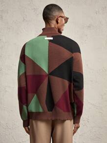 AKNOTIC Business Casual New Loose Drop Shoulder Half Zip Up Sweater For Men, Suitable For Autumn/Winter
