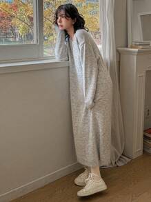 DAZY Women's Casual Contrast Lace Trim Sweater Dress, For Autumn/Winter,Fall Women Clothes