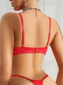 Sujetador de lencería con relleno y aros, patchwork de encaje y bloques de color romántico