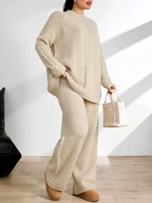 EURMUSE Ladies' Plain And Simple Daily Style Belt And Woolen 2pcs/Set - Apricot - View 8