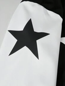 SHEIN Młodzieżowa chłopięca kurtka Star Patchwork Trendy Fashion Universal, odpowiednia do codziennego noszenia i jazdy na rowerze - Wielokolorowe - Zobacz 6