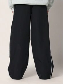 SUMWON Tween Girls Wide Leg Nylon Track Pant - Black - View 4