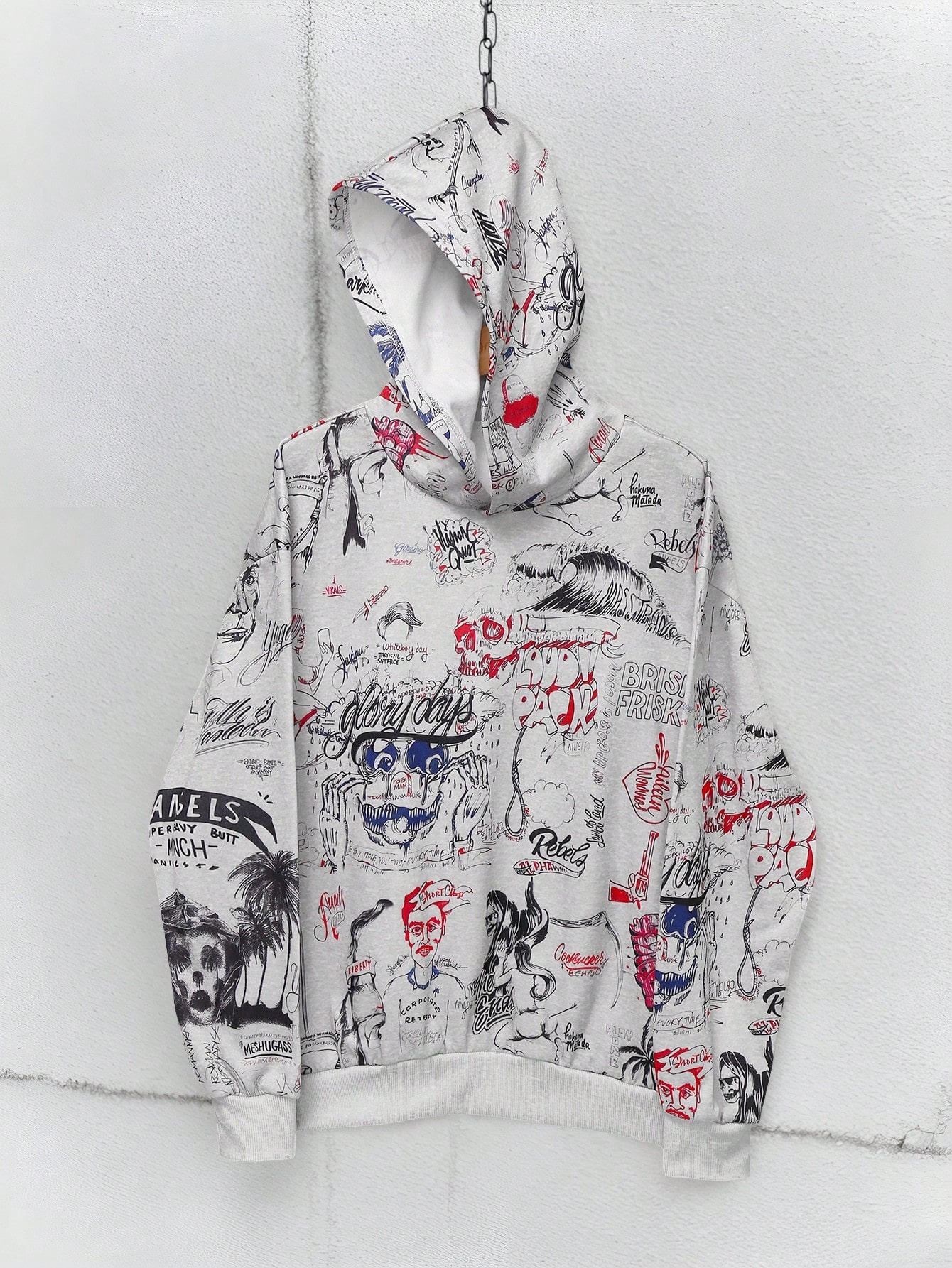 Manfinity Dauomo Men's Fashionable Graffiti Print Hoodie, Autumn/Winter