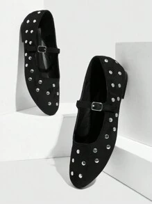 Cuccoo CUCCOO GRLICON Bailarinas elegantes y cómodas con correas cruzadas, decoradas con rhinestones de goma, para primavera, vacaciones de primavera o pascua