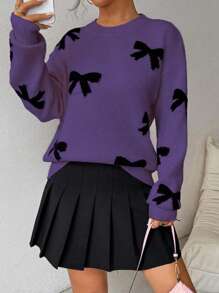 Chiquease Women's Bow Detail Pullover Sweater, Casual & Fashionable For Everyday