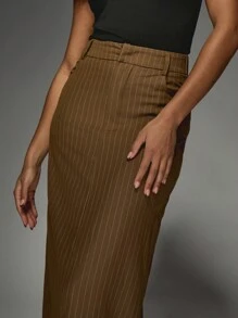 MISSGUIDED Spódnica maxi w prążki z rozcięciem z tyłu