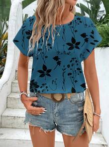 EMERY ROSE 女士休闲简约圆领衬衫，适合夏季