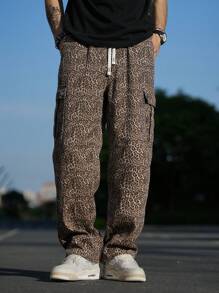 Manfinity Hypemode Men's Fashion Leopard Print Cargo Denim Jeans - Multicolor - View 5