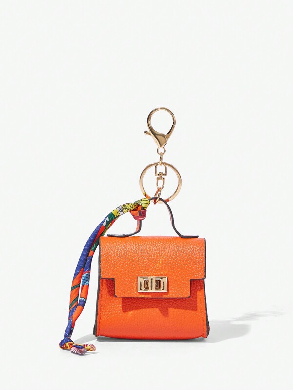 SHEIN SXY Mini Keychain Clip Holder, Portable Small Coin Purse, Earphone Case, Bag Decor