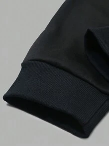 Manfinity Homme Bộ áo nỉ trùm đầu màu tương phản thường ngày dành cho nam trưởng thành - màu đen - Xem 3
