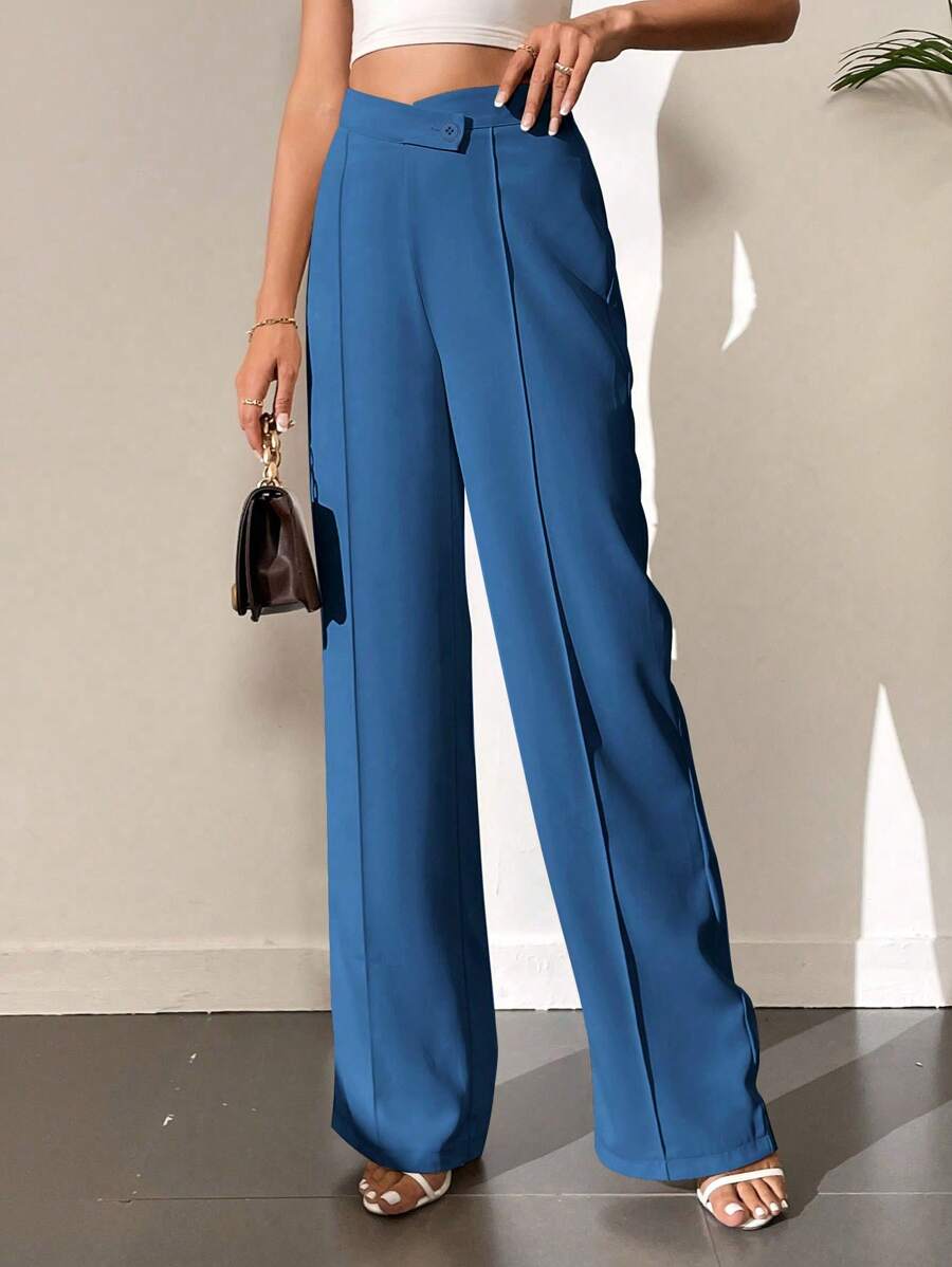 SHEIN Tall Pantalones ordinarios para uso diario casual y simple para mujeres - Neblina azul - Ver 1