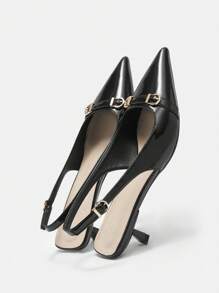 CUCCOO BIZCHIC Women's Black Simple Pointed Toe Low Heel Flats New Year Holiday - Black - View 9