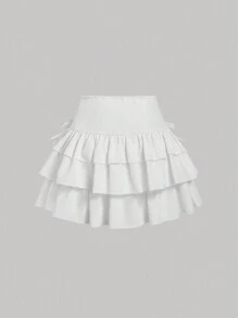 SHEIN MOD White Layered Skirt With Bow, Elegant Skirt, Party Skirt, Going Out Skirt,New Years Eve Outfit,Festival Outfits