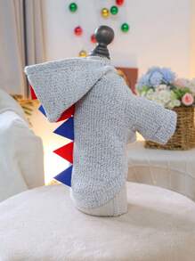 PETSIN 1pc Pet Cat/Dog Universal Gray Knitted Cute Dinosaur Hooded Warm Jacket - Grey - View 4