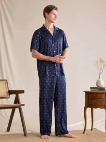 EverLounge Men's All Over Print Short Sleeve Pajama Set, Home Clothes - Multicolor - View 4