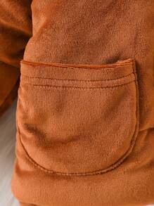 Baby Boy Cute Ear Hooded Zipper Winter Coat, Warm & Casual For Autumn/Winter Outings Or Home Wear, Fashion