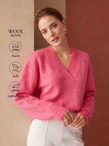 MOTF PREMIUM WOOL-BLEND V-NECK SWEATER - Red - View 2