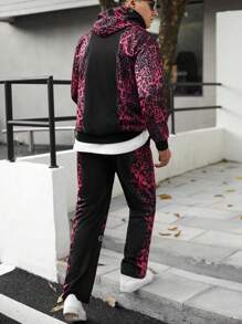 Manfinity EMRG بدلة رياضية كاجوال رجالية شاملة على هودي بسحاب وبنطال مع طباعة حرفية ونمر