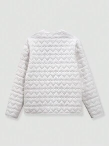 SHEIN EZwear Áo khoác chần bông ấm áp giản dị cho nữ, dành cho mùa thu/đông - trắng - Xem 2