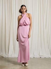 AiiRZ Maxi-jurk met halter en gedraaide voorkant