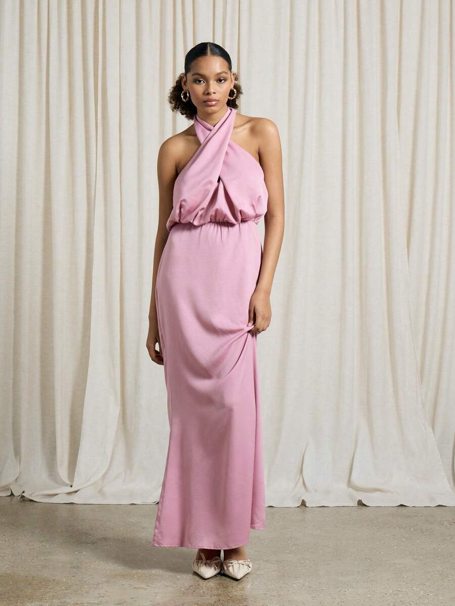 AiiRZ Maxi-jurk met halter en gedraaide voorkant