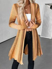 SHEIN LUNE Cárdigan de punto de manga larga, de unicolor, informal y versátil para mujer