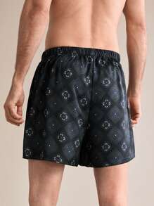 Manfinity Men's Summer Casual All-Over-Print Loose Lounge Shorts