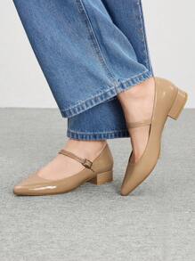 CUCCOO BIZCHIC Pointed Toe French Inspired Color Block Bow Rivet Decorated Low Vamp Elegant Fashion Women High Heel Shoes Valentine's Day For Christmas - Apricot - View 3