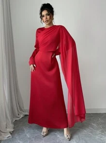 Calvaya Elegant Waisted Wrap Dress, Slimming And Classy Maxi Women Outfit