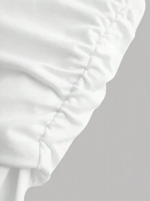 Girlism T-shirt blanc simple à design volants et épaules dénudées pour adolescentes - Blanc - Voir 5