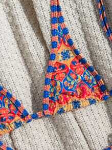 Swim Vcay Bohemian Print Strappy Edge Colorblock Women's Bikini Set For Summer - Multicolor - View 5