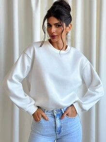 Aloruh Sudadera con estampado floral colocado para mujer, moda europea y americana