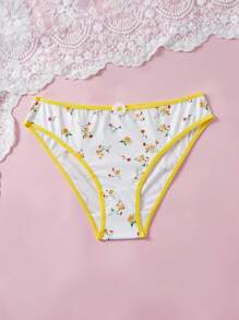 Teen Girls' Casual Minimalist Printed Underwear, For Daily Wear - Multicolor - View 1