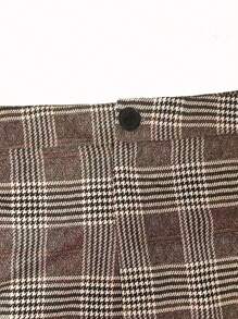 Celure Plus Size Fashionable Knit Patchwork Color Block Asymmetrical Blouse And Straight Leg Casual Plaid 2 In 1 Set, Commuter Style - Multicolor - View 7