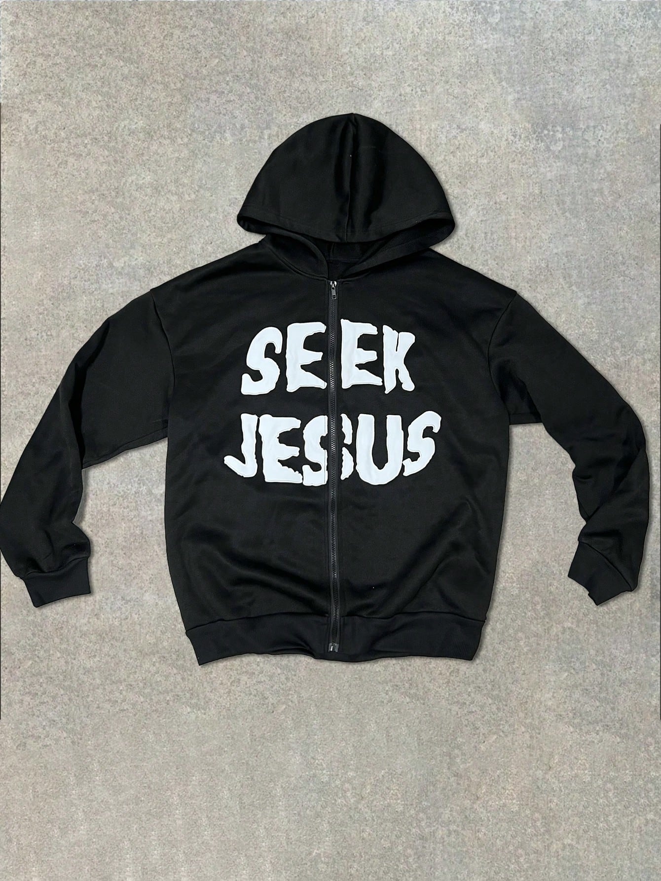 Men's Autumn Letter Print Zipper Collar Casual Loose Hoodie Sweatshirt