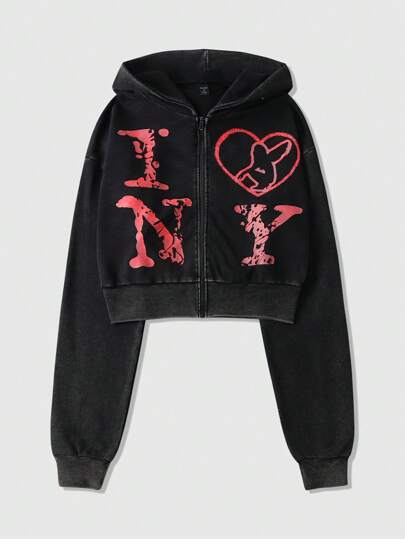 Street Life Felpa con cappuccio e chiusura lampo corta a maniche lunghe per coppie, con stampe di San Valentino/Amore/Coppie/Cuore/XOXO/Baci/Abbracci e baci/Sei mio/Tesoro/Baby/Bacio/Labbra/Cuore/Cupido/Angelo/Rosa/Sorriso/Farfalla/Ciliegia/Fragola/Rosa 3D/Fiore/Fiocco, adatta per autunno/inverno