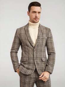 Manfinity VCAY 男士格紋單排釦西裝外套