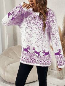 SHEIN LUNE Casual Minimalist Crew Neck Sweater, Suitable For Everyday Wear