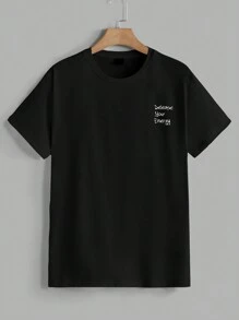 Manfinity RebelGame Heren Casual Bear & Letter Grafisch Ronde Hals Korte Mouw T-shirt