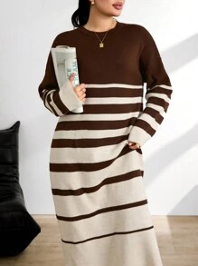 EURMUSE Sweater Long Dresses With Flower Detail